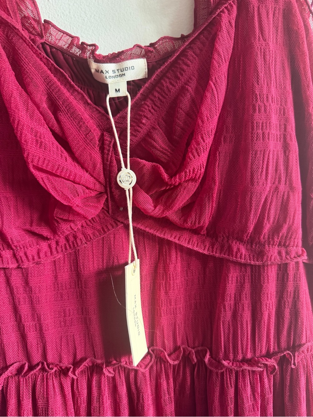 Max Studio Burgundy Ruffled Tiered Maxi Dress - Picture 3 of 3
